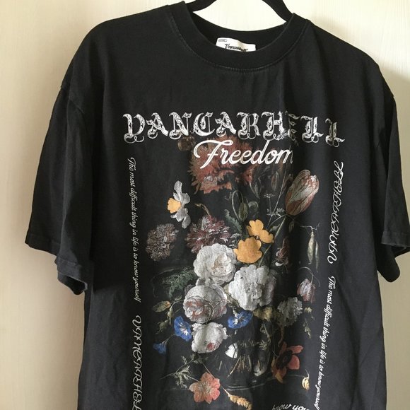Vancarhell flower print T-shirt, Black. Size Large. - Picture 1 of 7